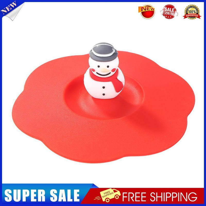 Torx Silicone Cup Cover Heat-resistant Reusable Cartoon Lid (Red Snowman)