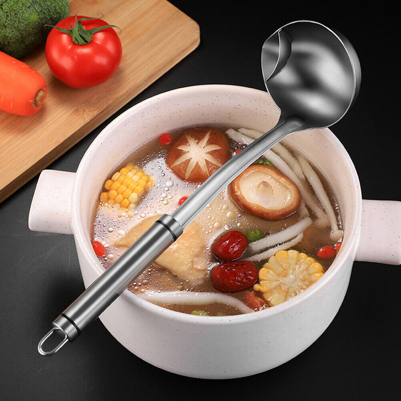 Long Handle Oil Soup Separate Spoon Stainless Steel Oil Filter Scoop Ladle
