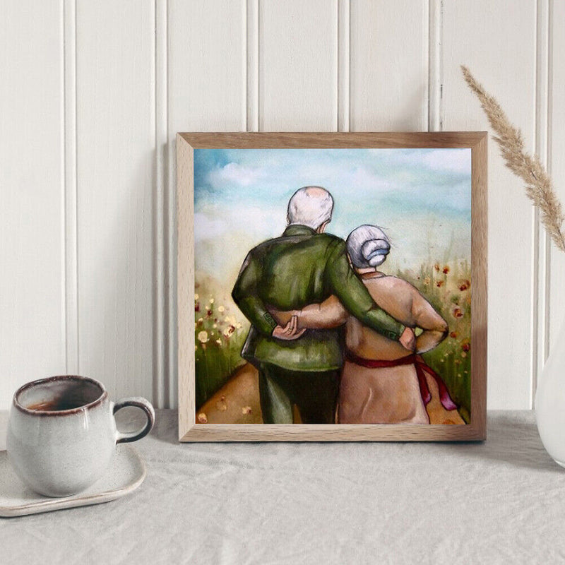 Back View of Old Couple Oil Paint By Numbers Kits DIY Wall Art Craft Gifts