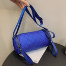 Diamond Lattice Leather Cylinder Pillow Bag for Women Shoulder Messenger Handbag