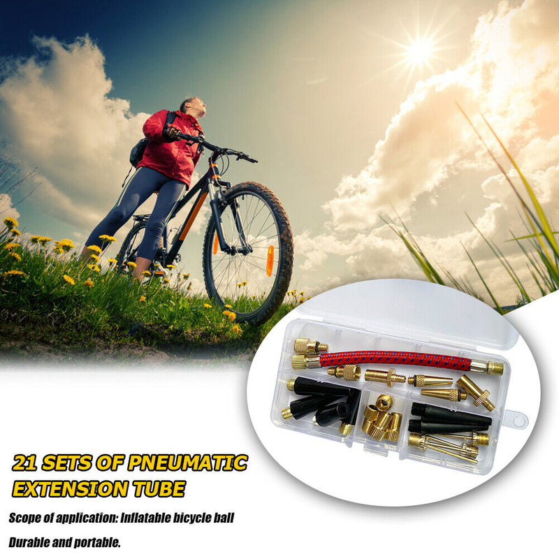 21pcs Bicycle Air Tire Pump Adapter Ball Valve Connector Bike Tyre Accessories