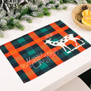 Linen Plaid Place Mat Tableware Pad Heat Insulation Dine Placemat for Xmas Decor