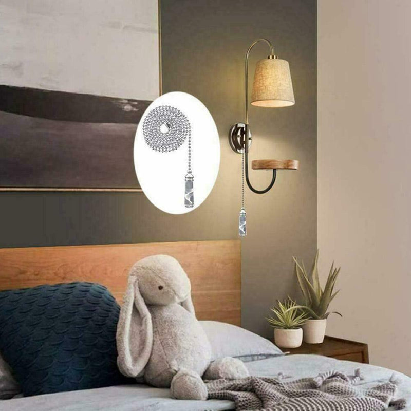 Bathroom Ceiling Light Switch Pull Cord String Crystal Handle Decor U8I2