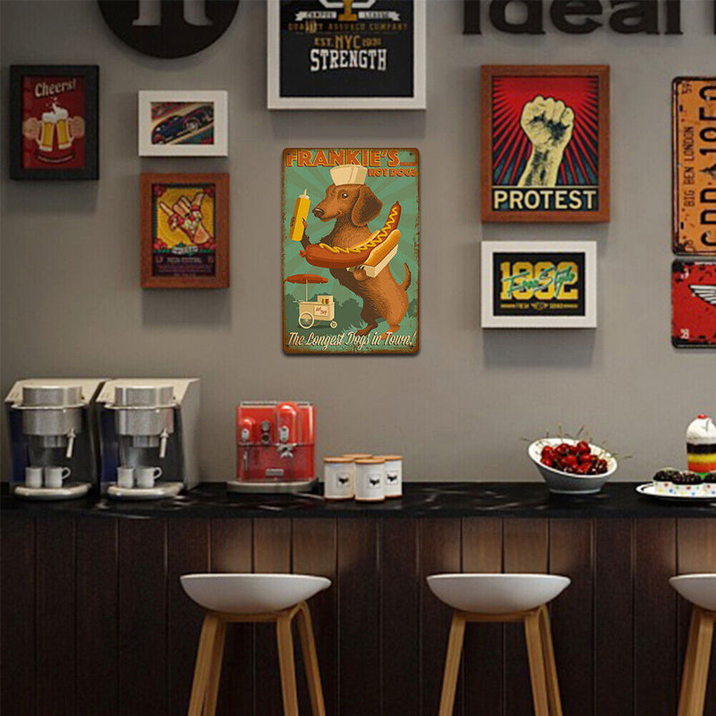 Wall Mounted Puppy Metal Signs Retro Pub Bar Door Hanging Rectangle Iron Sheet