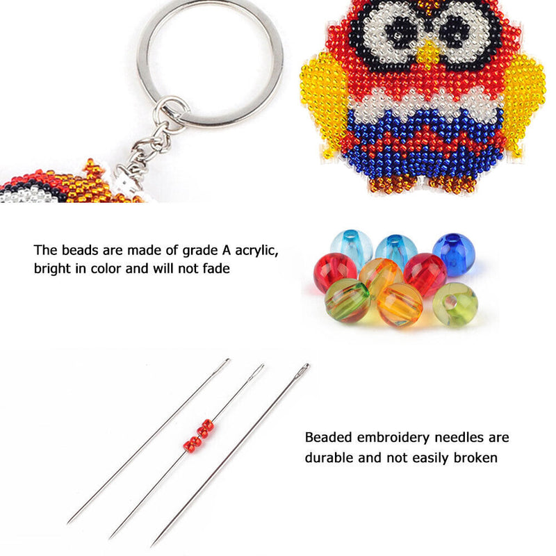 Artwork Stamped Needlework DIY Bead Cross Stitch Craft Keychain Cartoon Pig K