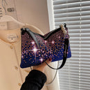 Fashion Rhinestone Crossbody Bag Sparkling Gradient Clutch Wedding Purse Handbag