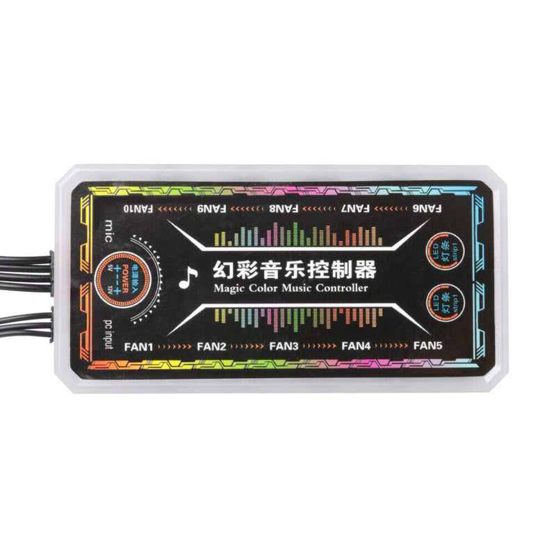 10-Port RGB Cooling Fan Remote Control Brightness Adjustable Music Controller