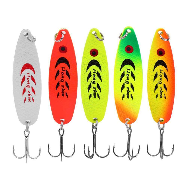 5pcs 13g Spoon 3 Hooks Fishing Lure Sequins Paillette Hook(Yellow+Green)