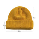 Unisex Winter Warm Knitted Beanie Windproof Brimless Round Caps (Yellow)