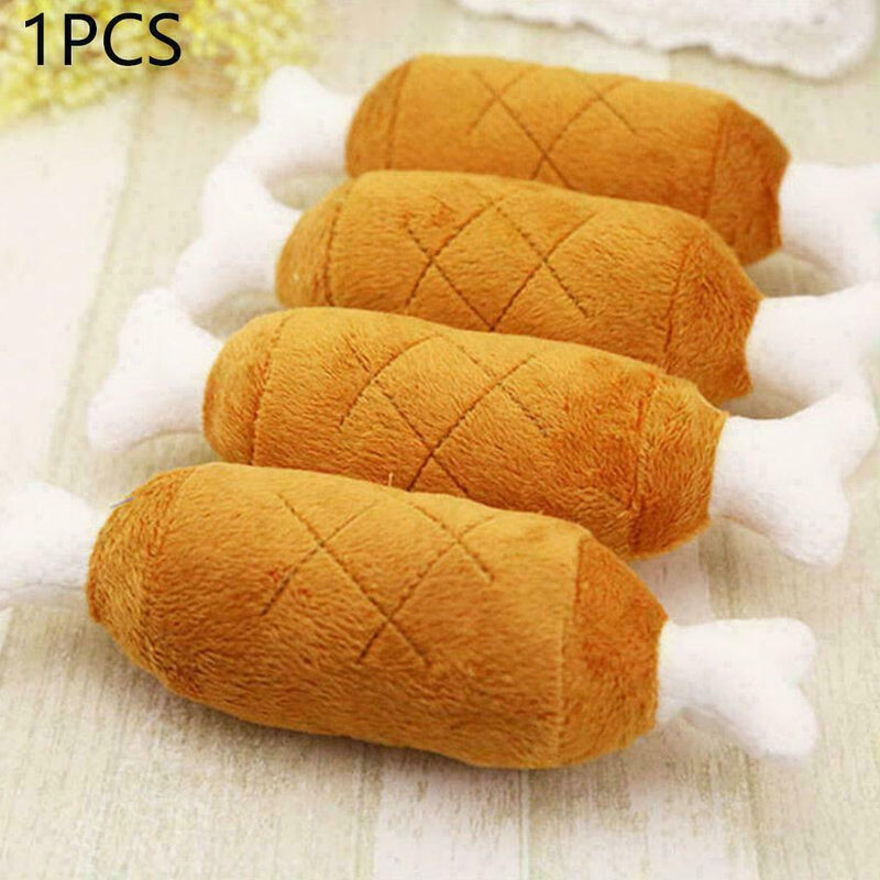 Pet Dog Puppy Toys Chicken Legs Design Small Dogs Chew Toys Sound Plush Squ D5H4