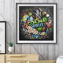 DIY Diamond Abstract Word Full Round Drill Mosaic Art Picture of Rhinestone