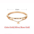 Love Jewelry Cuff Bangles Heart Dangle Bracelet Stainless Steel Roma Letter
