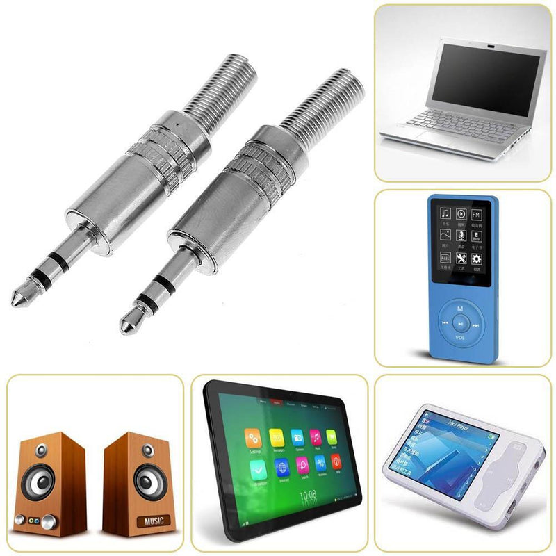 2pcs 3.5mm 1/8in Stereo Male Audio TRS Plated Jack Plug Adapter Connectors Newly