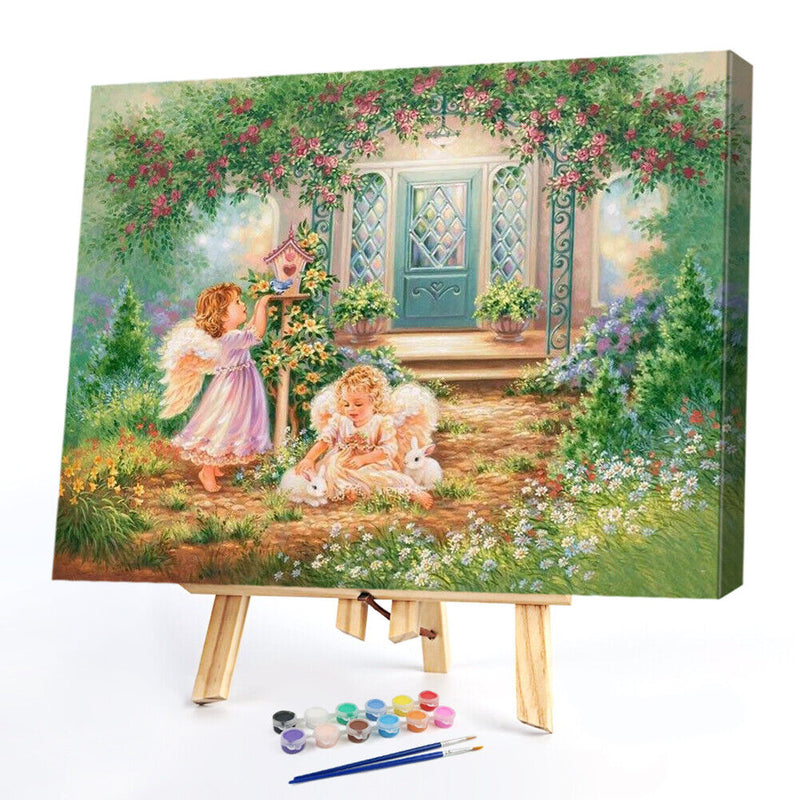 Oil Paint By Numbers Picture DIY Painting Angle Girl Acrylic Paint Art Decor
