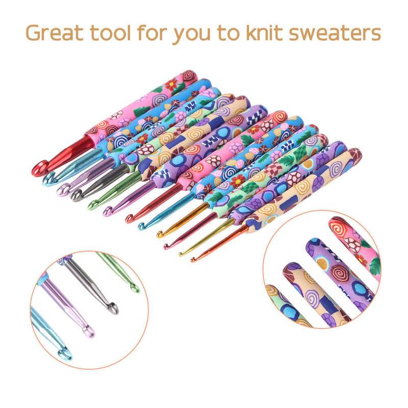 12pcs Soft Pottery Hooks Knitting Needles Set for Weave Sewing Needles