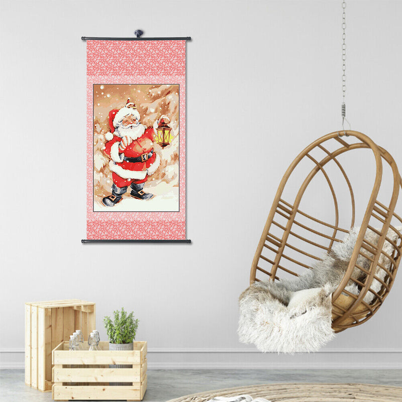 Hanging Santa Framed Picture Oil Paint By Numbers Hand Painted Picture Kid Gifts