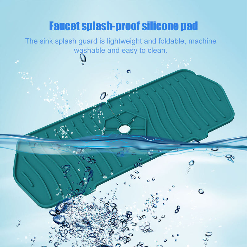 Kitchen Silicone Faucet Absorbent Mat Sink Water Splash Odor Guard (Green) Newly