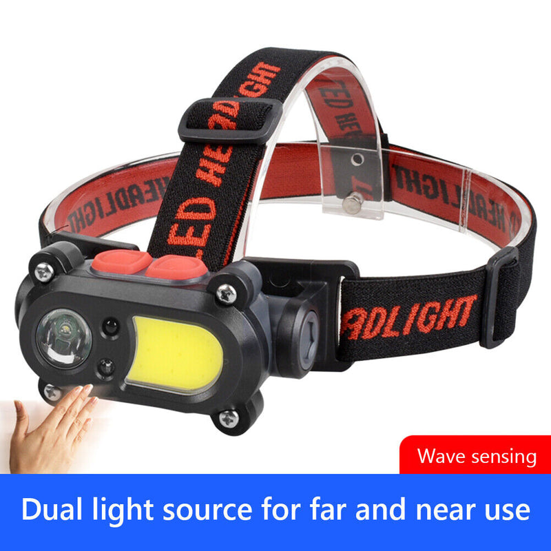 COB LED Headlamp Waterproof Headlight 6 Mode USB Sensor Head Lamp for Outdoor