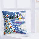 Snow Scene Stamped DIY Cross Stitch Throw Pillowcase 6CT Kit for Car Office Sofa