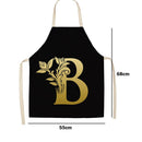 Letter B Printed Linen Apron Waterproof Kitchen Cooking Bibs Pinafore (2)