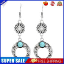 Western Style Crescent Drop Earrings Retro Turquoise Horns Earrings Jewelry