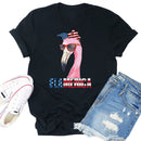 Independence Day Print Flamingo Tea T-Shirt (Black M)