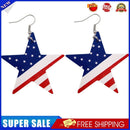 Independence Day Star Dangle Earrings Leather Hook Statement Ear Jewelry