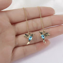 Design Hummingbird Crystal Birds Pendant Necklace Long Tassel Drop Earrings