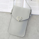 Leather Shoulder Messenger Bag Women Touch Screen Phone Pouch (Light Grey)