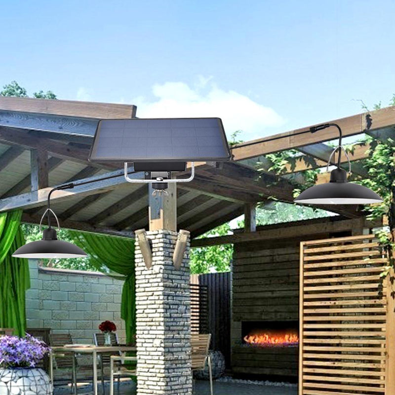 Double Head Solar LED Pendant Light Outdoor IP65 Garden Lamp (Warm Light)