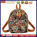 Retro Women Flower Printing Canvas Rucksack Handbags Casual Ladies Mini Backpack