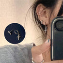 Shinning Sparkle Earrings Cross Earrings Asymmetry Stud Zircon Crystal Earrings