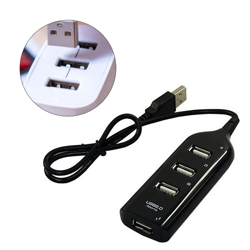 4 Port USB 2.0 Hub w/ 1.6-Foot Cable for PC Flash Drive Mobile HDD (Black)