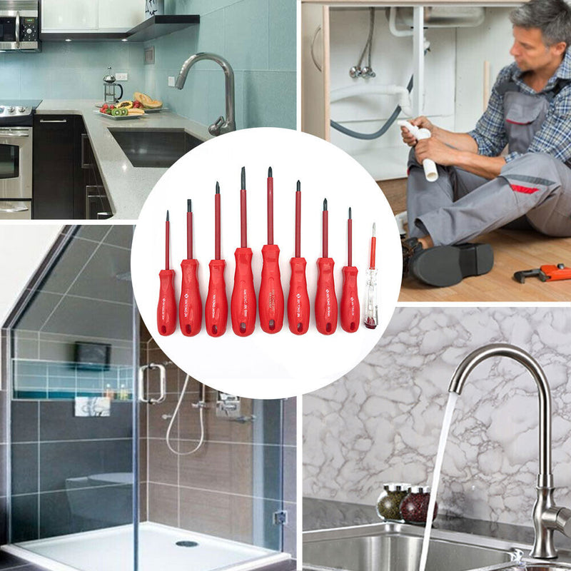 9pcs Professional Insulated Screwdriver Magnetic Slotted Phillips Screw Driver