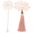 Cute Stationery Apricot Book Holder Metal Bookmark Leaf Chinese Style Tassel