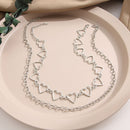 Women Men Party Jewelry Hollow Heart Necklace Long Chain Collar Punk Choker