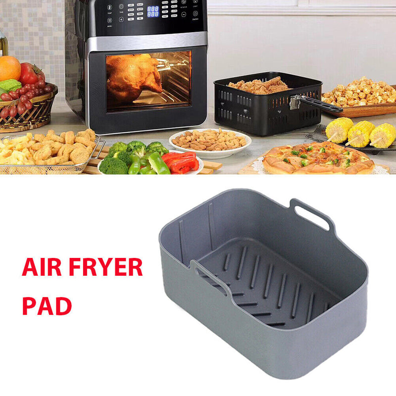 Silicone Air Fryer Liner Oven Baking Fryer Pot Basket Mat for 8QT (Grey) Newly