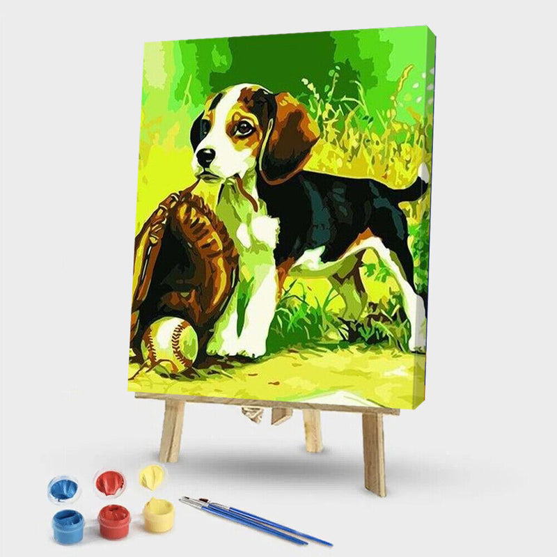 DIY Digital Oil Painting Dog and Baseball No Frame Picture By Number Home Craft