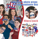 40 Independence Day Photo Booth Props, 4th of July Decorations, US Party D3O1