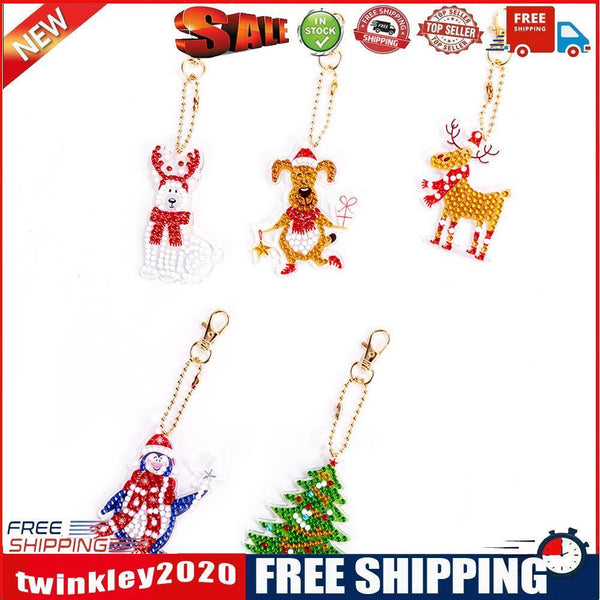 5D DIY Full Special Drill Diamond Painting Keychain Art Pendant(17x7cm)