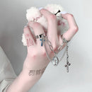 Jewelry Multi-layer Chain Cross Virgin Mary Pendant Open Finger Ring Punk Rings
