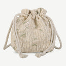 Lace Flower Decor Shoulder Handbags Women Straw Small Drawstring Crossbody Bags