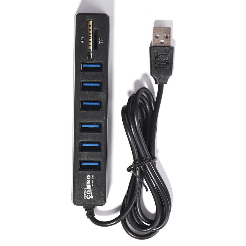 USB 2.0 HUB Adapter Multiple USB Splitter Power Hub Card Reader (8 Ports)