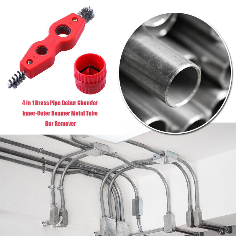 4 in 1 Brass Pipe Debur Chamfer Inner-Outer Reamer Metal Tube Bur Remover Newly