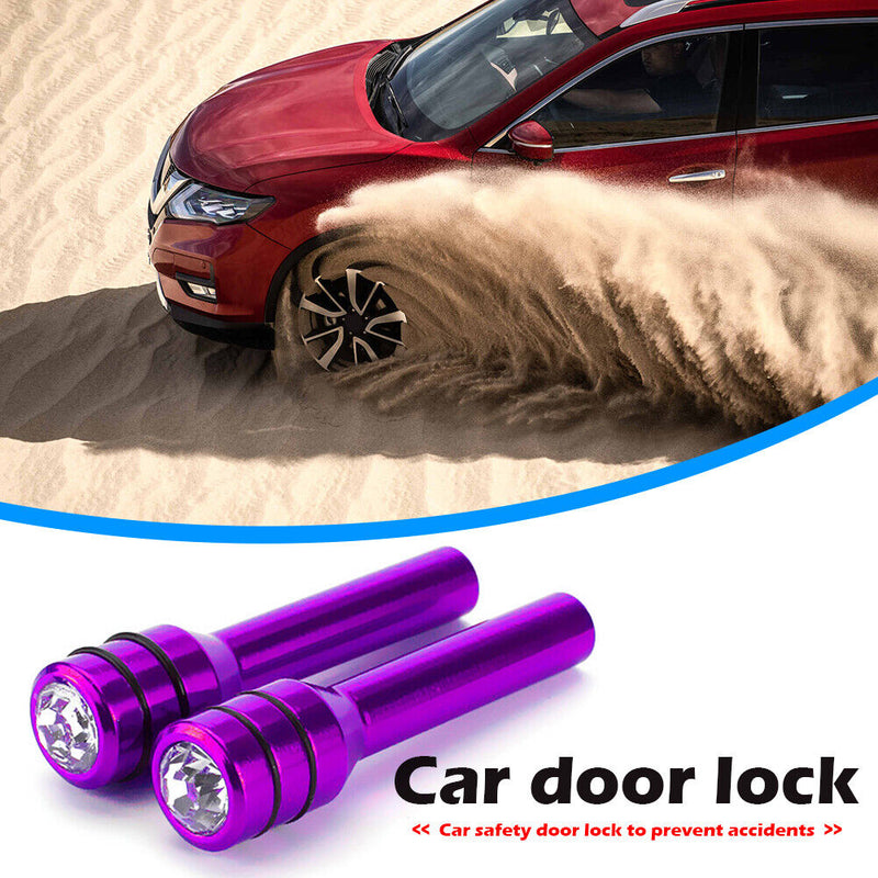 Bling Car Door Lock Knob Aluminum Door Lock Knob Pull Pin 2 Pack (Purple)