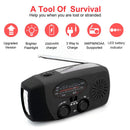 2000mAh Portable Hand Crank FM AM WB NOAA Radio Solar Radio Torch (Black) Newly