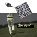 Oxford Cloth Square Golf Club Head Ball Cleaning Towel with Retractable Keych