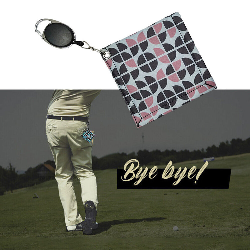 Oxford Cloth Square Golf Club Head Ball Cleaning Towel with Retractable Keych