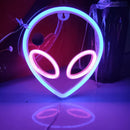 LED Alien Neon Signs Light Wall Decor Art for Bedroom Halloween (Blue Pink)