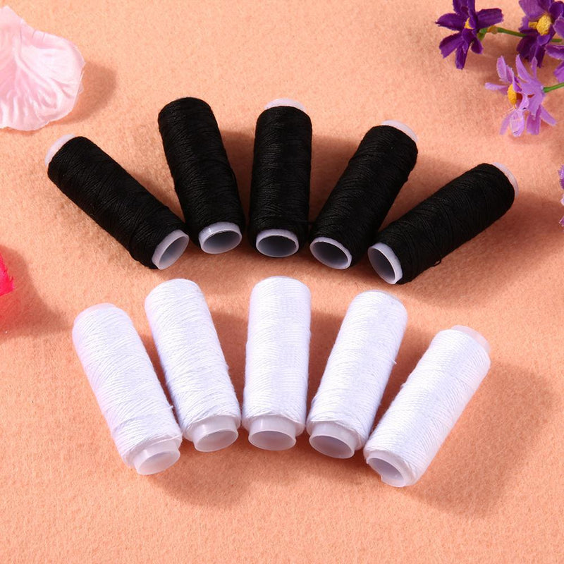 10PCS Polyester Sewing Thread White/Black Hand Quilting Embroidery Sewing Thread Yarn